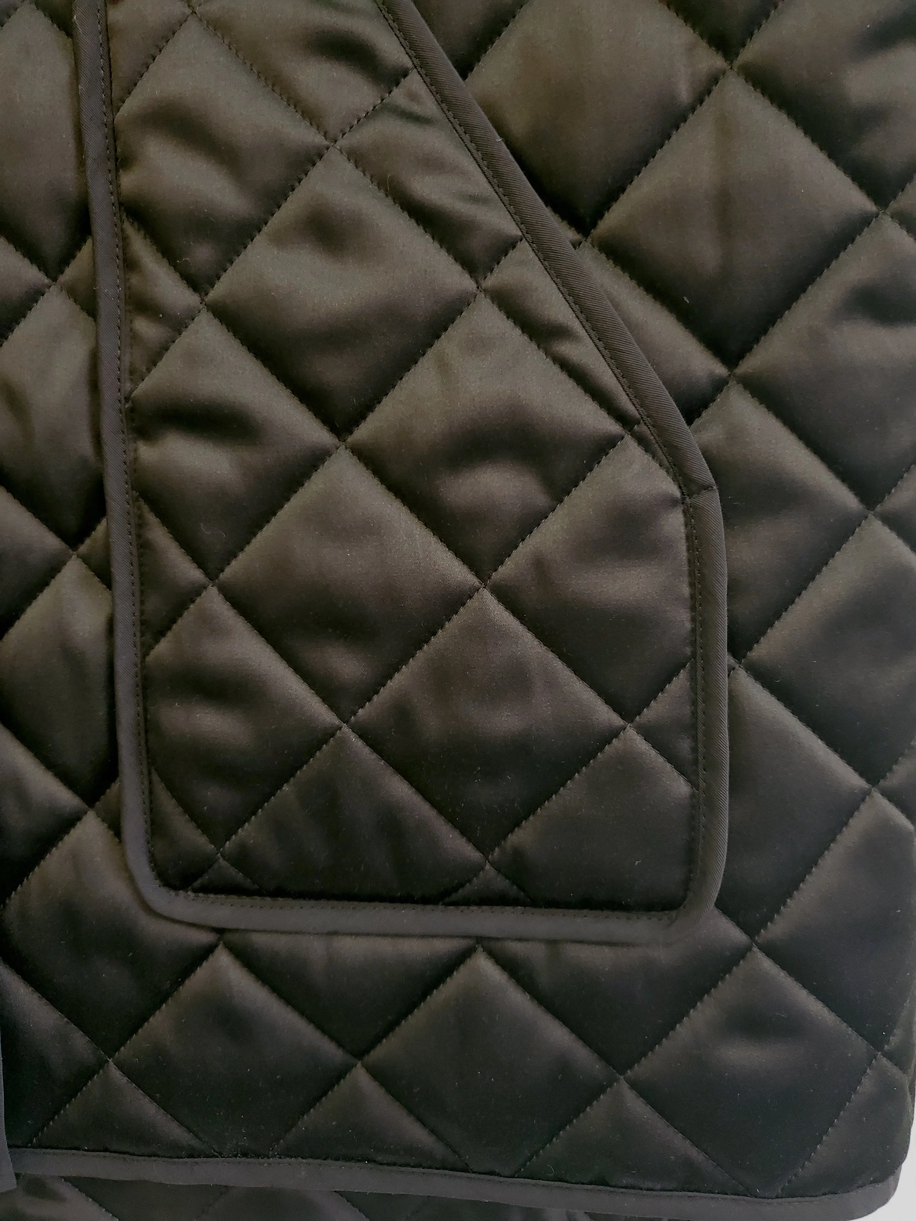 Oversized Quilted Vest - Black Satin