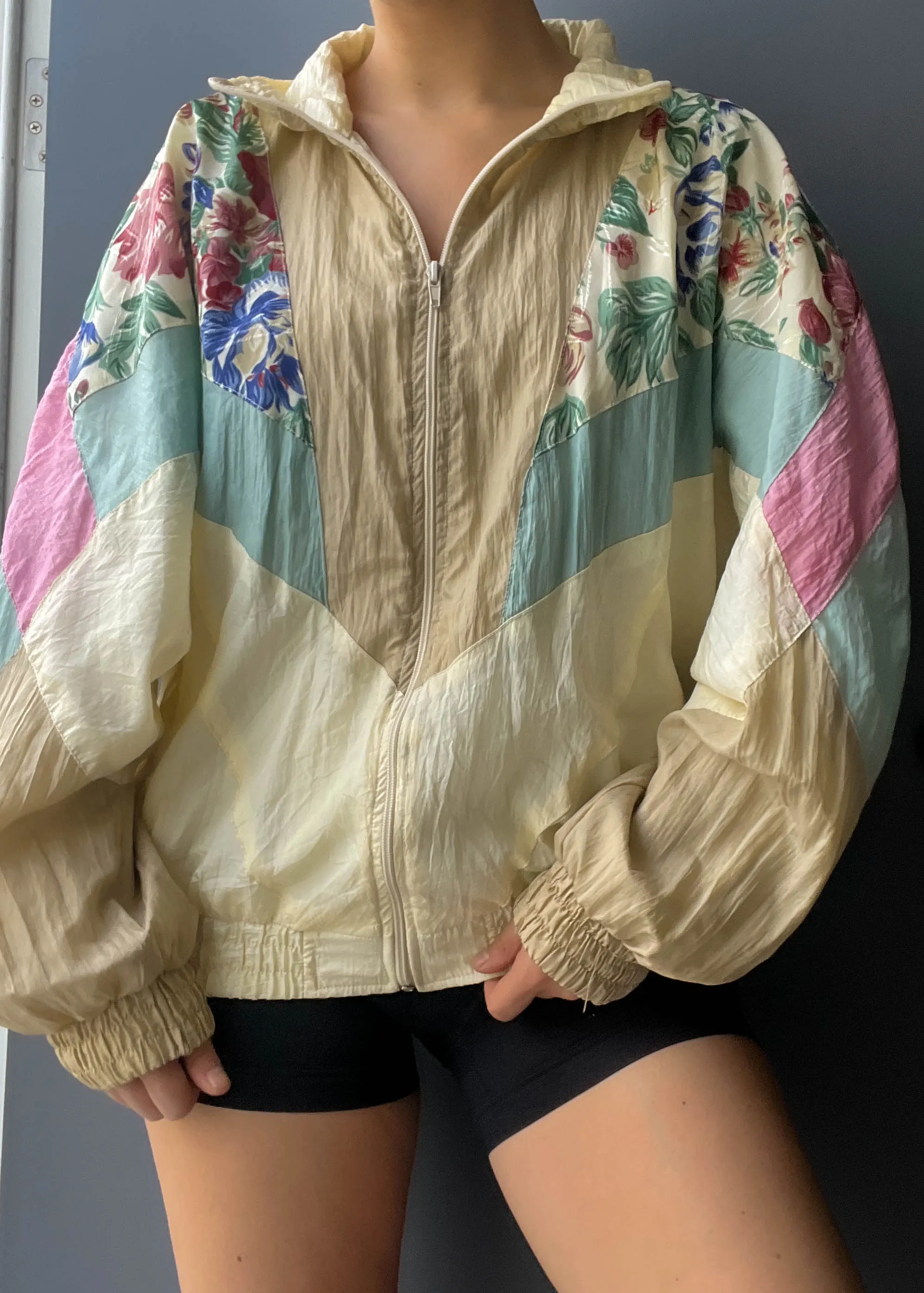 Pastel & Floral 80's Bomber (M-L)