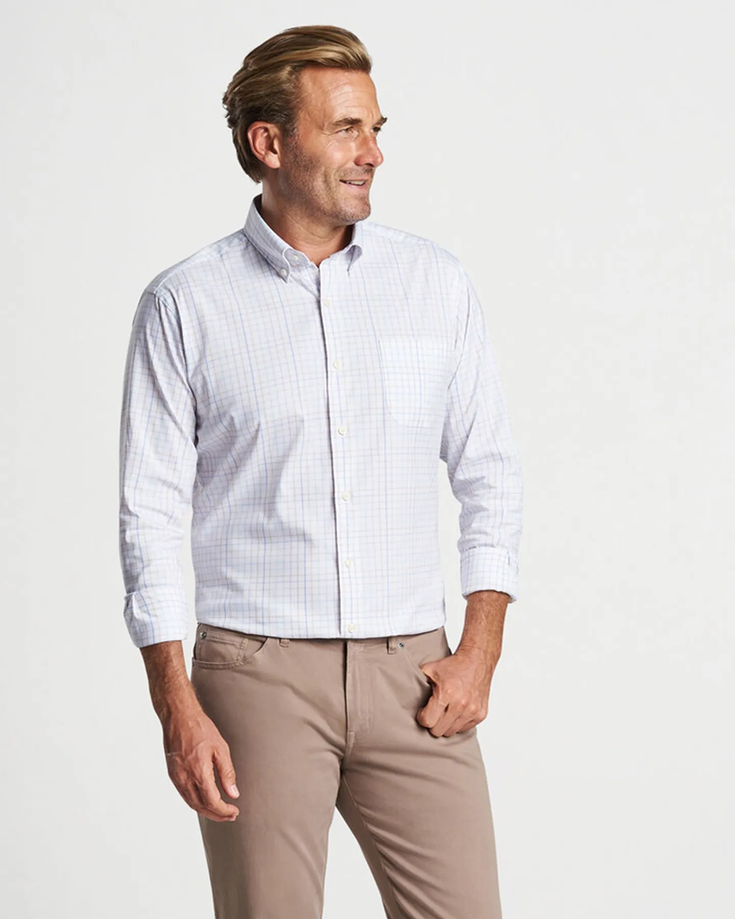 PATTEN CROWN LITE COTTON STRETCH SHIRT - WHITE