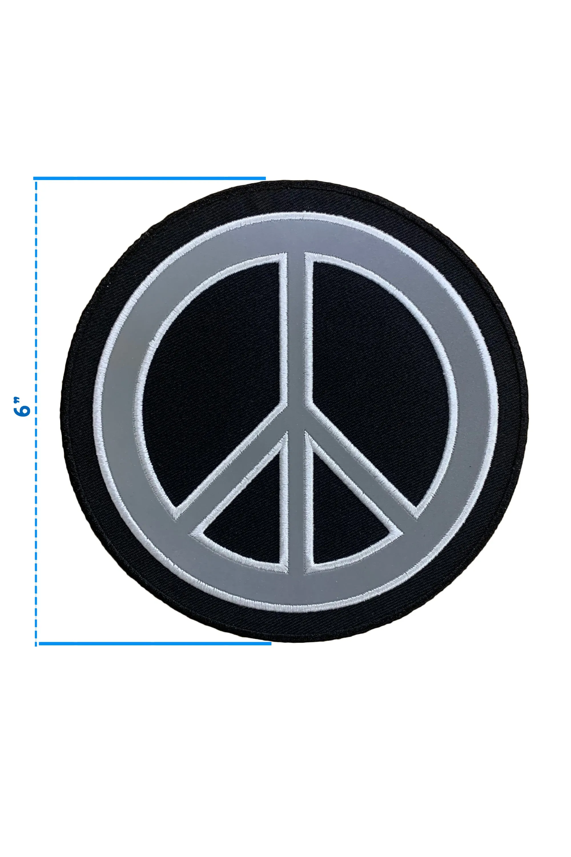 Peace Sign Reflective Iron On/Sew On Embroidered Patch