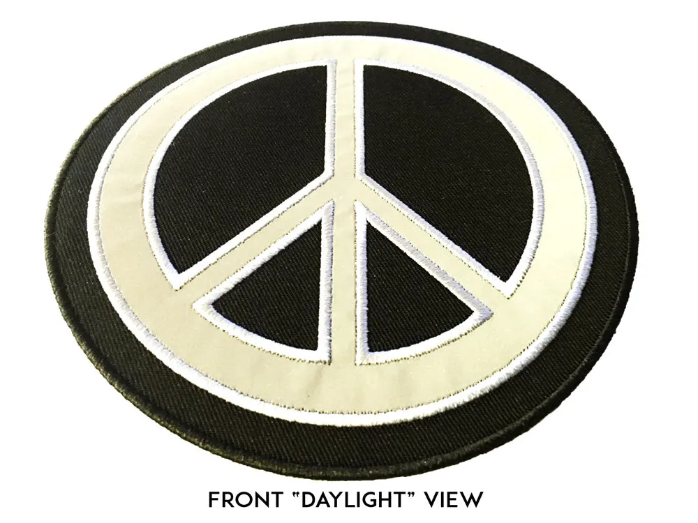 Peace Sign Reflective Iron On/Sew On Embroidered Patch