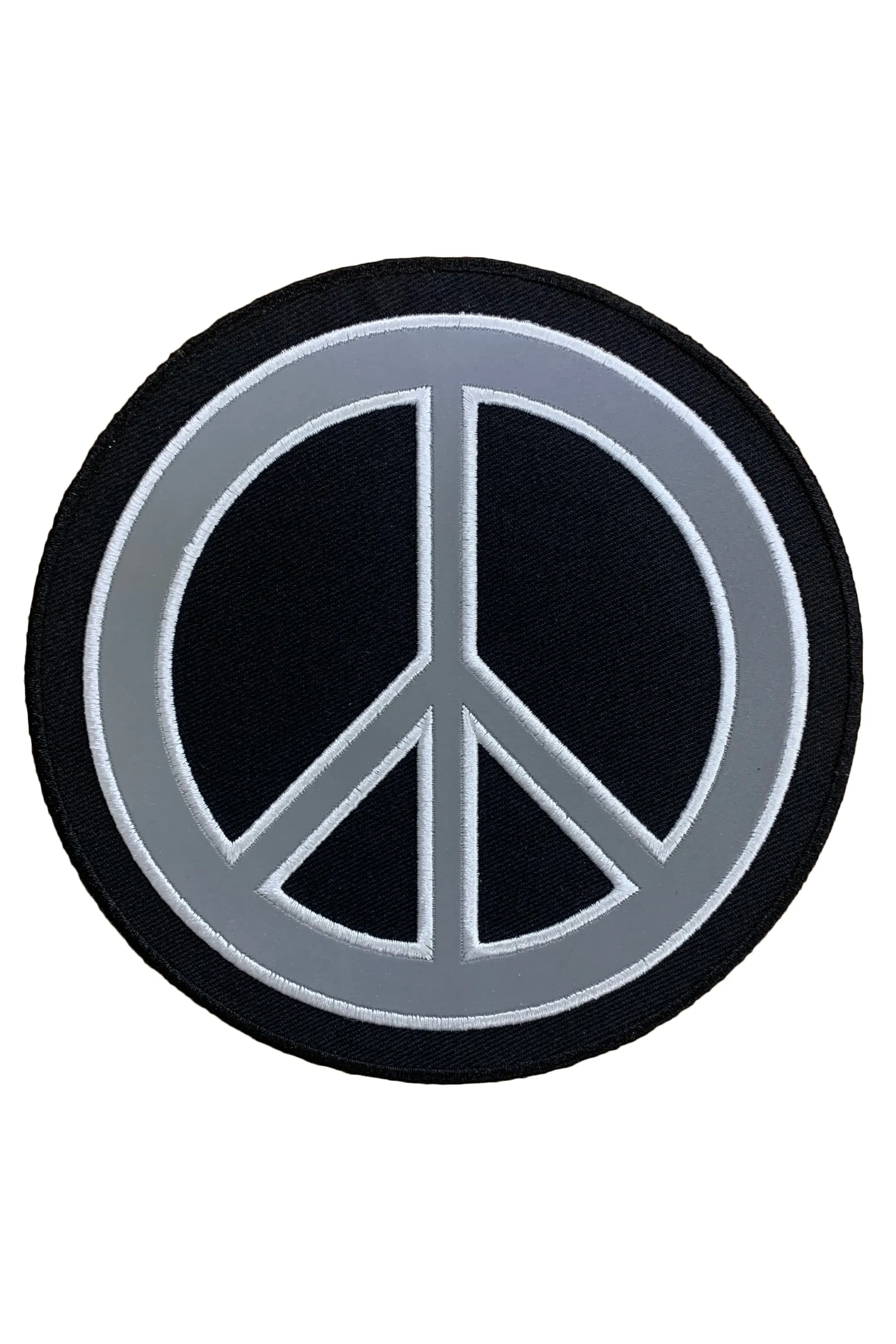 Peace Sign Reflective Iron On/Sew On Embroidered Patch