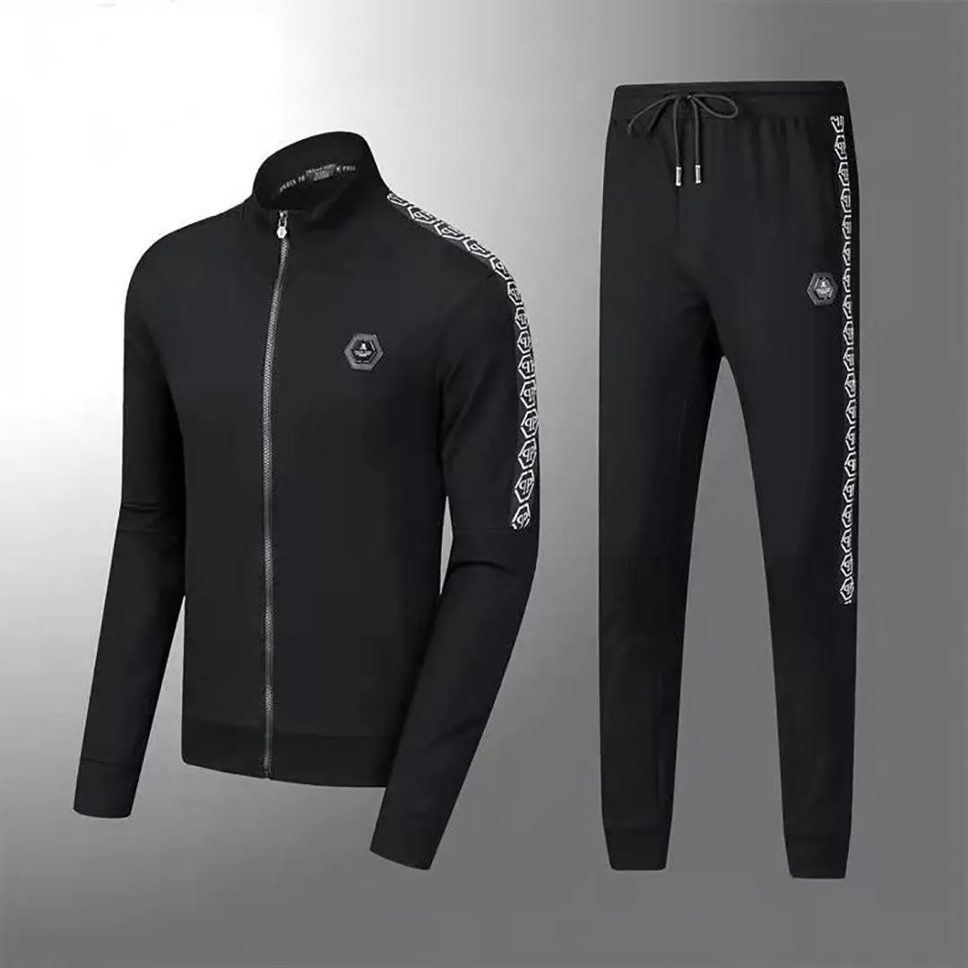 PP Black Branded Two Piece Cotton Designed Track Suit