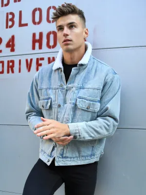 Raleigh Borg Denim Jacket - Light Blue