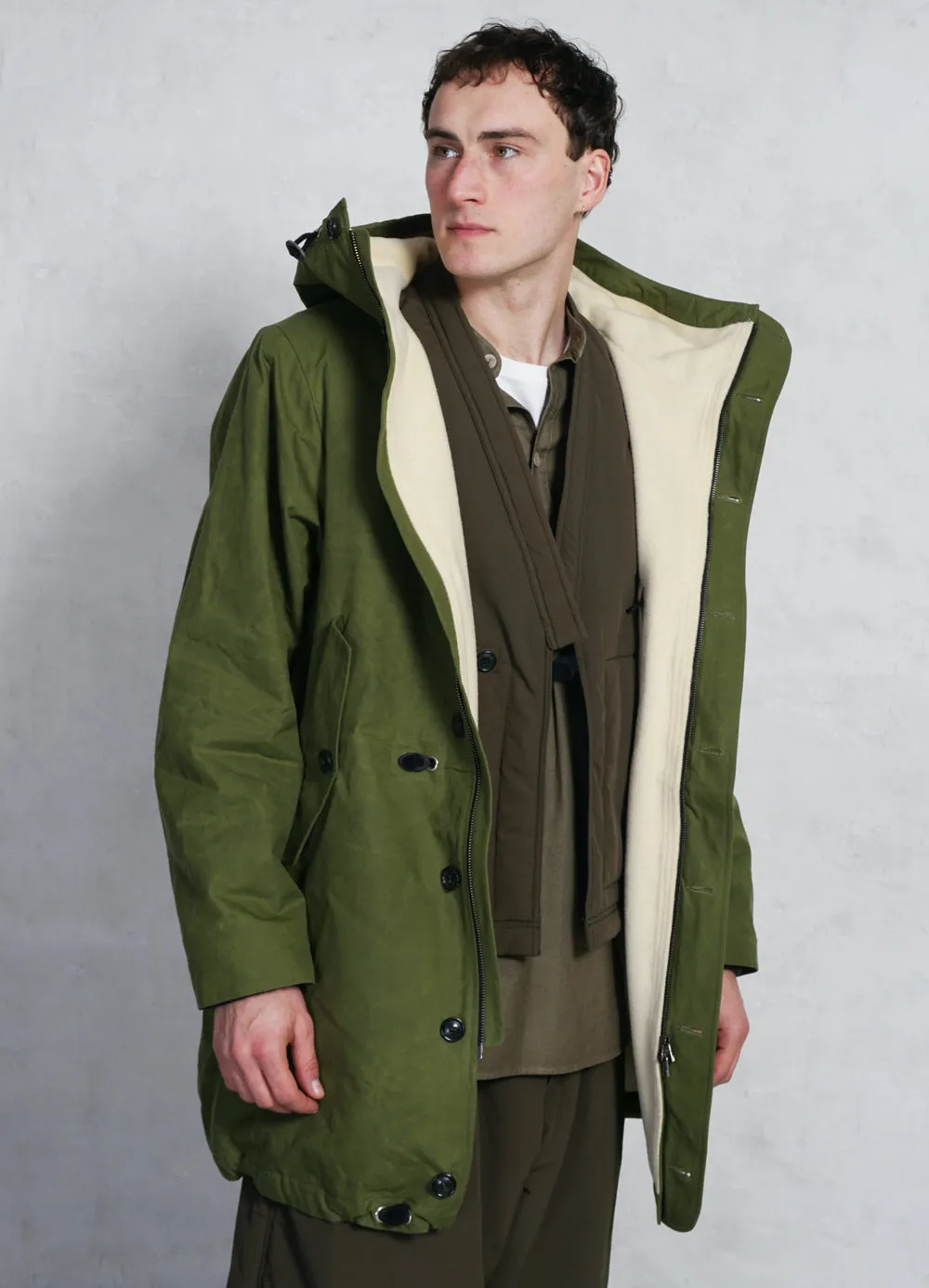 RASMUS 26-68-6 | Waxed Parka With Zipper | Fresh Olive