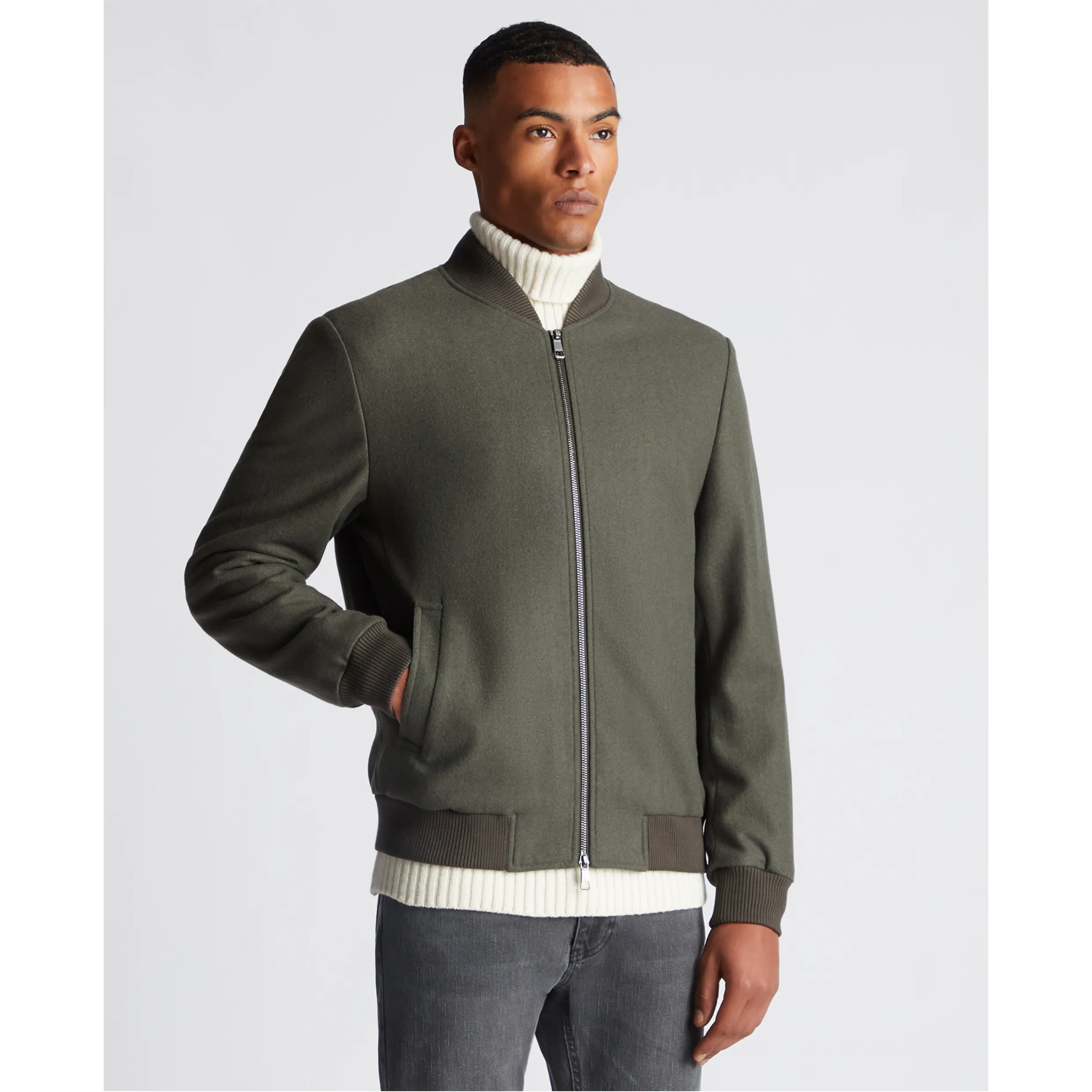 Remus Uomo Flannel Bomber Jacket Green 80471