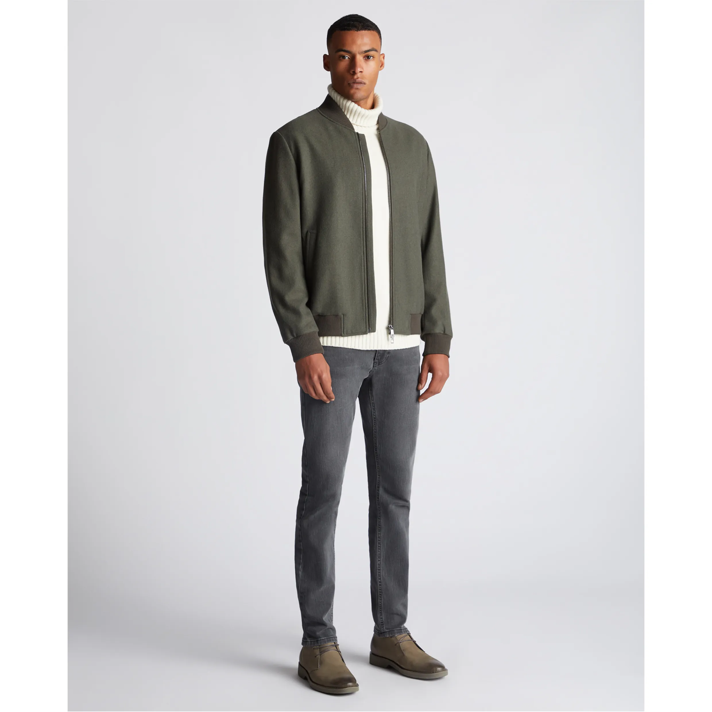 Remus Uomo Flannel Bomber Jacket Green 80471