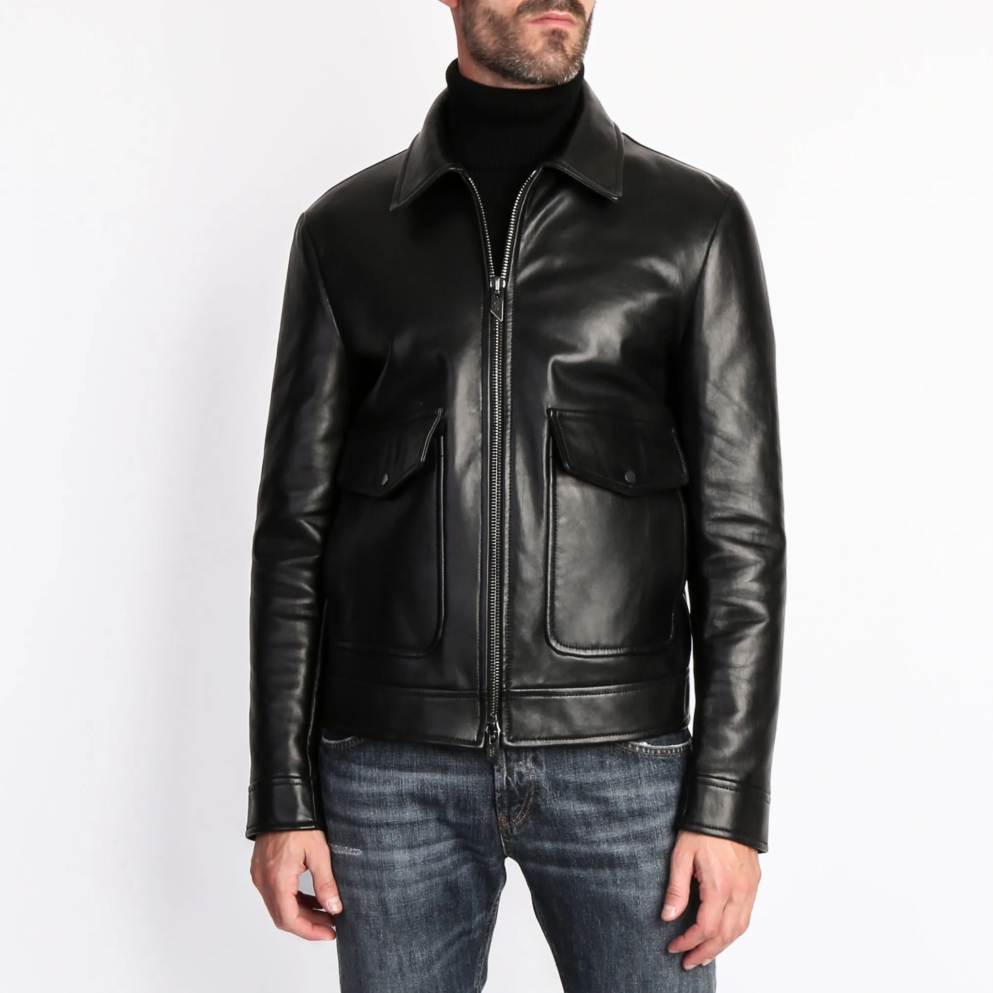 SALVATORE SANTORO LEATHER JACKET 45541-U BLACK