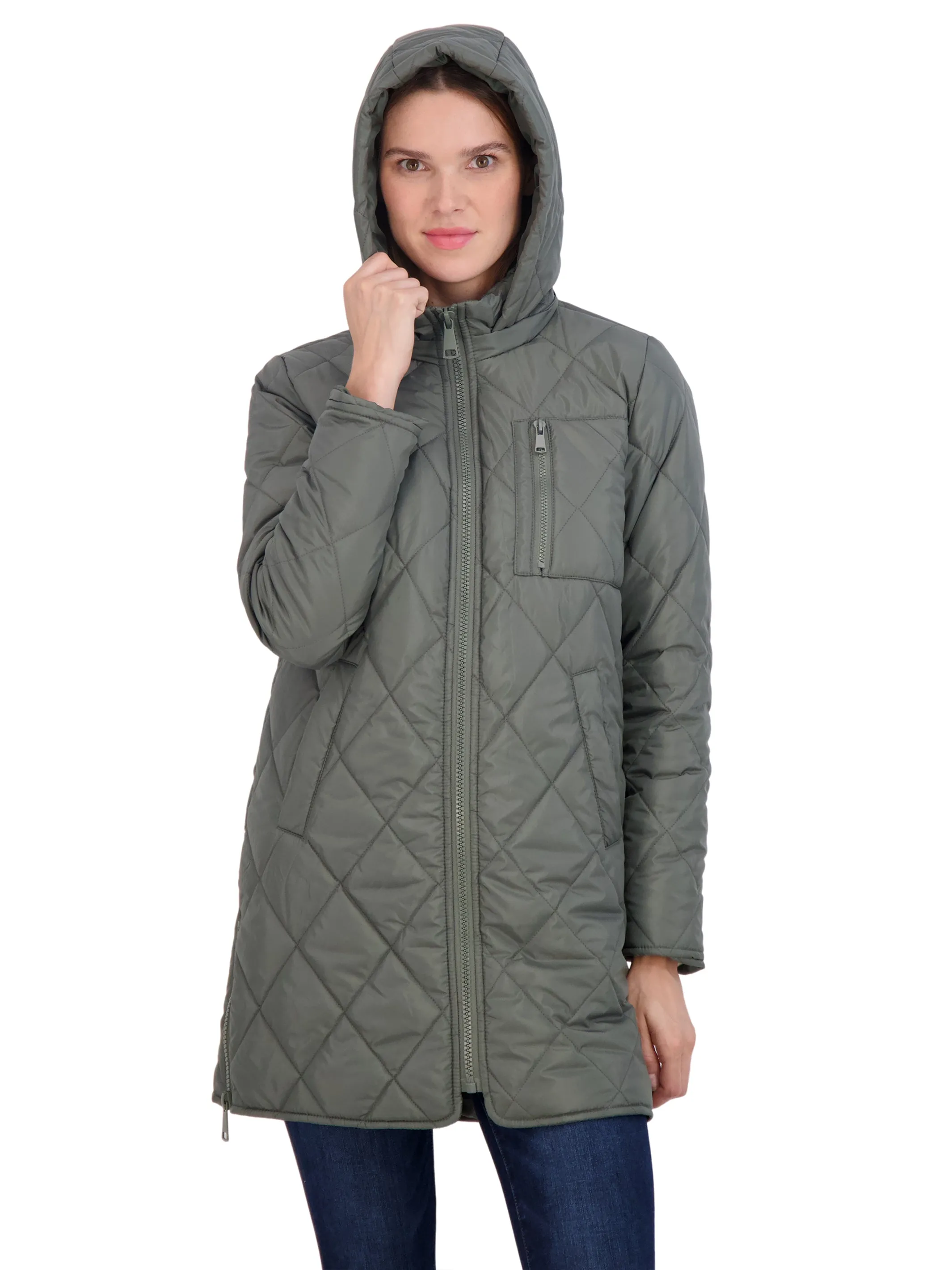 Sebby Junior's 3/4 Quilted Jacket with Hood