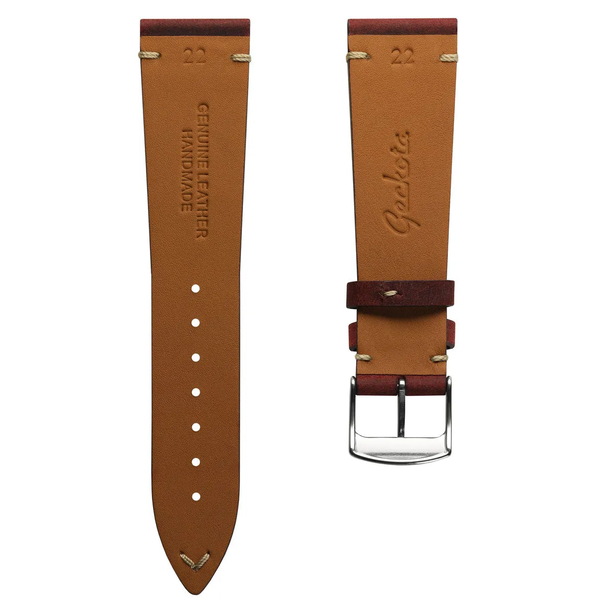 Stanway Vintage V-Stitch Crazy Horse Leather Watch Strap - Peacock Blue