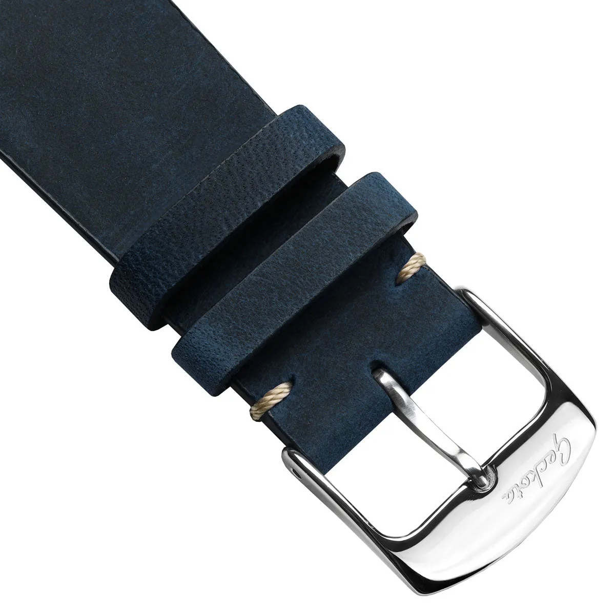 Stanway Vintage V-Stitch Crazy Horse Leather Watch Strap - Peacock Blue