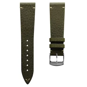 Stanway Vintage V-Stitch Minerva Leather Watch Strap - Olive Green