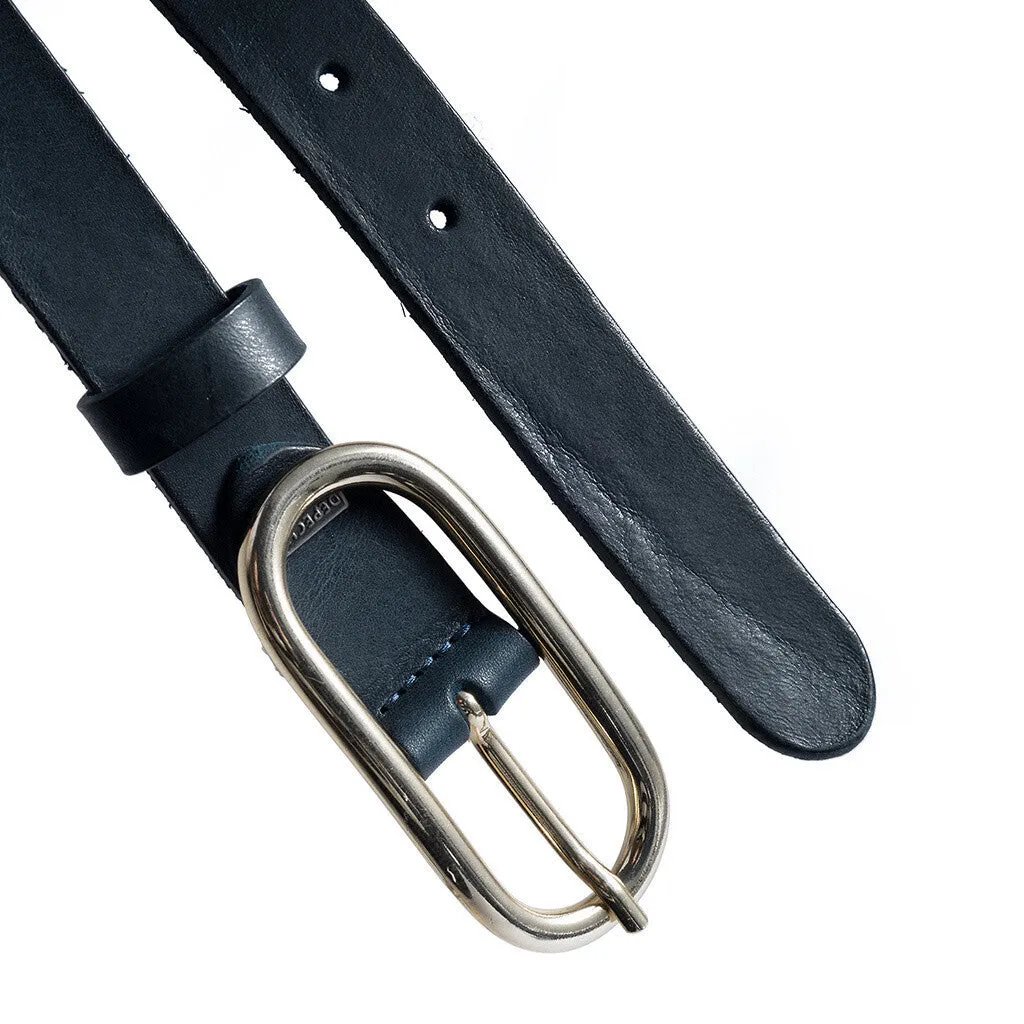 Timeless narrow belt in delicious leather quality / 16086 -  Dark blue