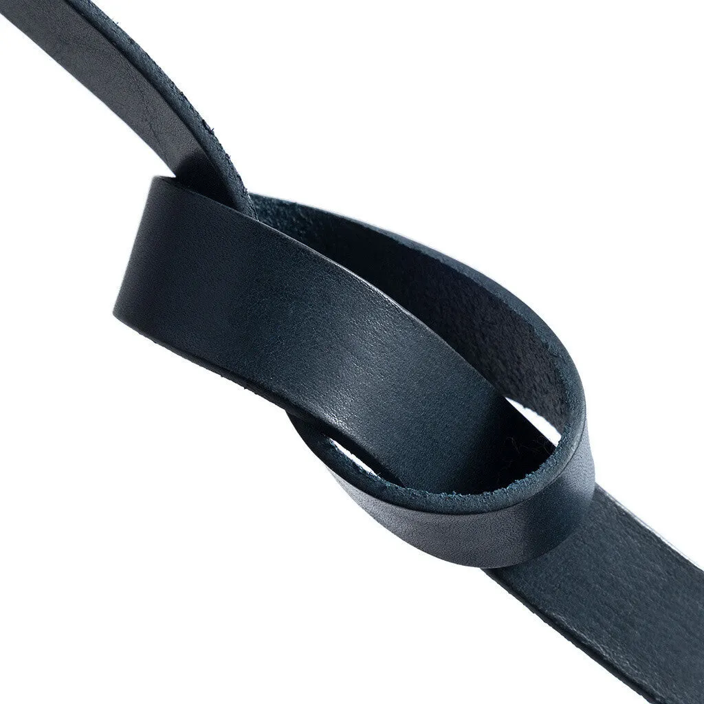 Timeless narrow belt in delicious leather quality / 16086 -  Dark blue