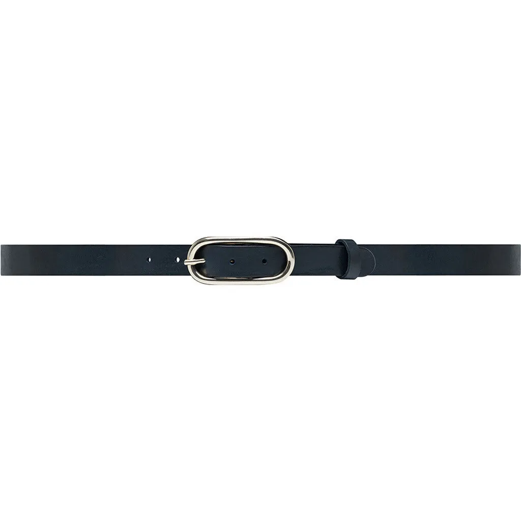 Timeless narrow belt in delicious leather quality / 16086 -  Dark blue