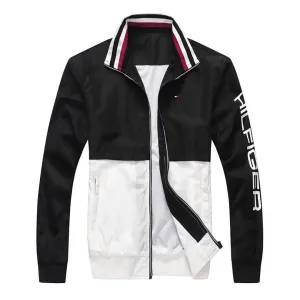 Tom Signature Hand Logo Zip Down With Collar Stripe -Black