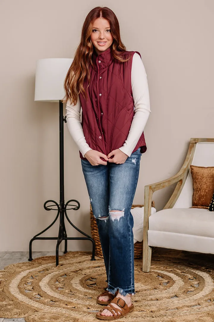 Untamed Quilted Vest | Maroon