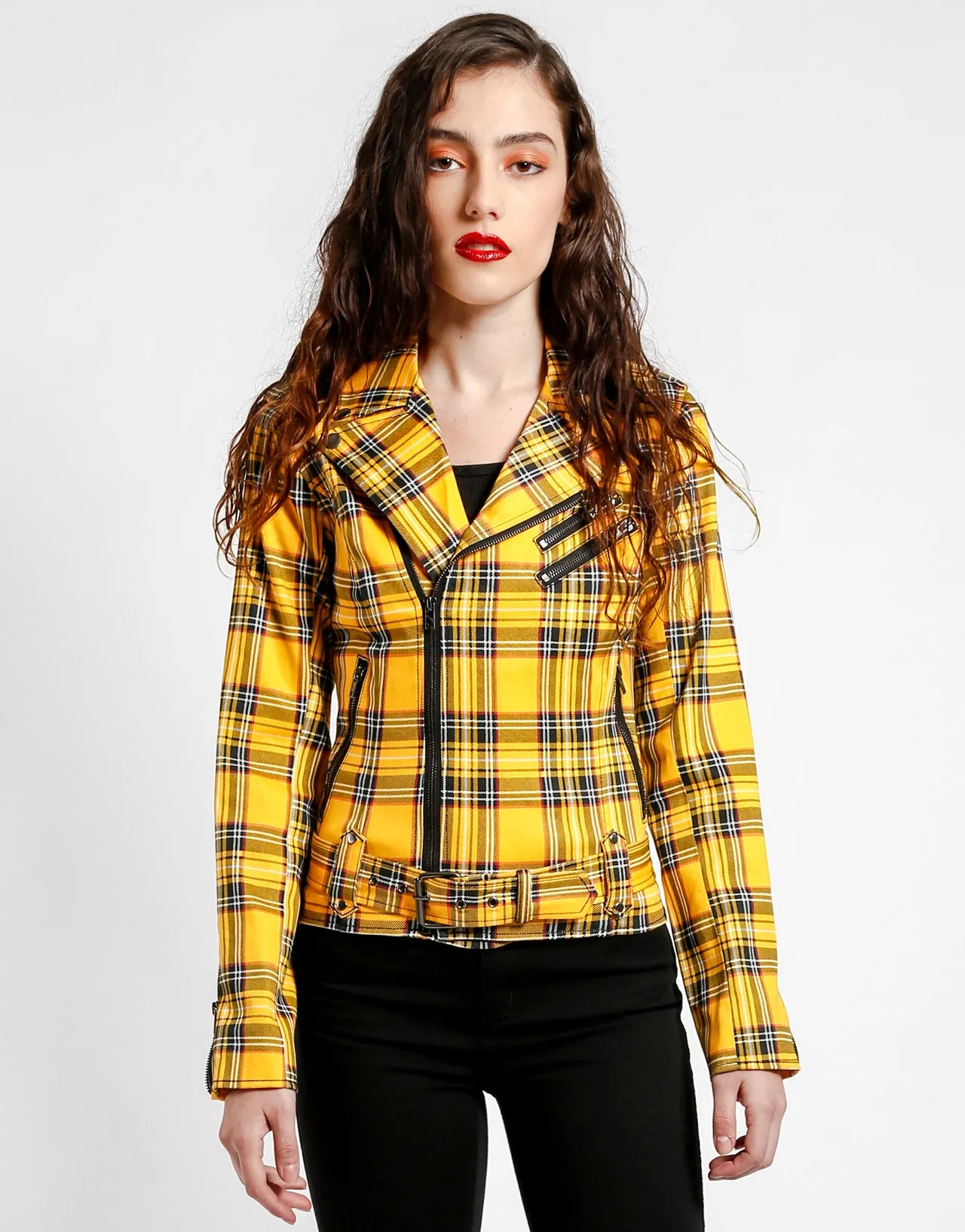 Wild Child Motorcycle Jacket Plaid Print