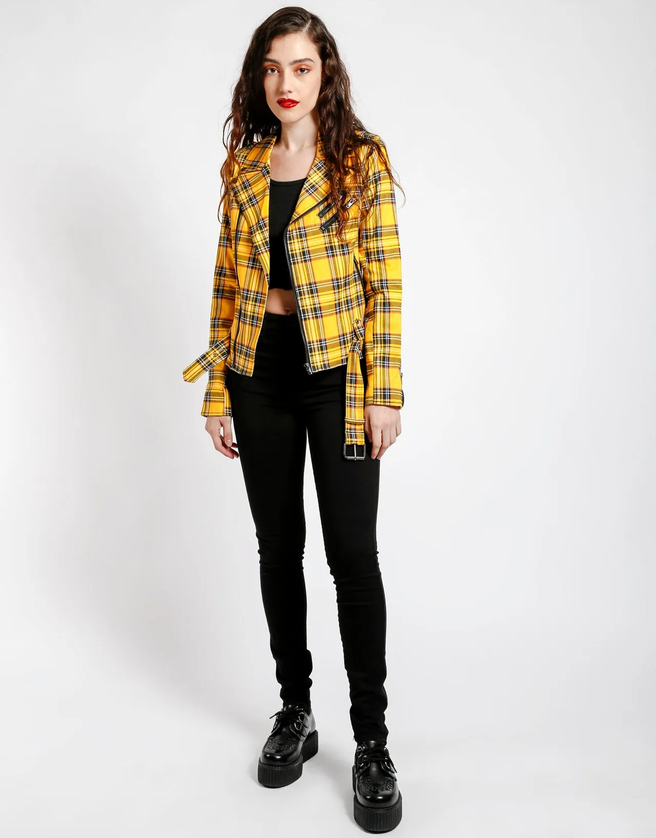 Wild Child Motorcycle Jacket Plaid Print